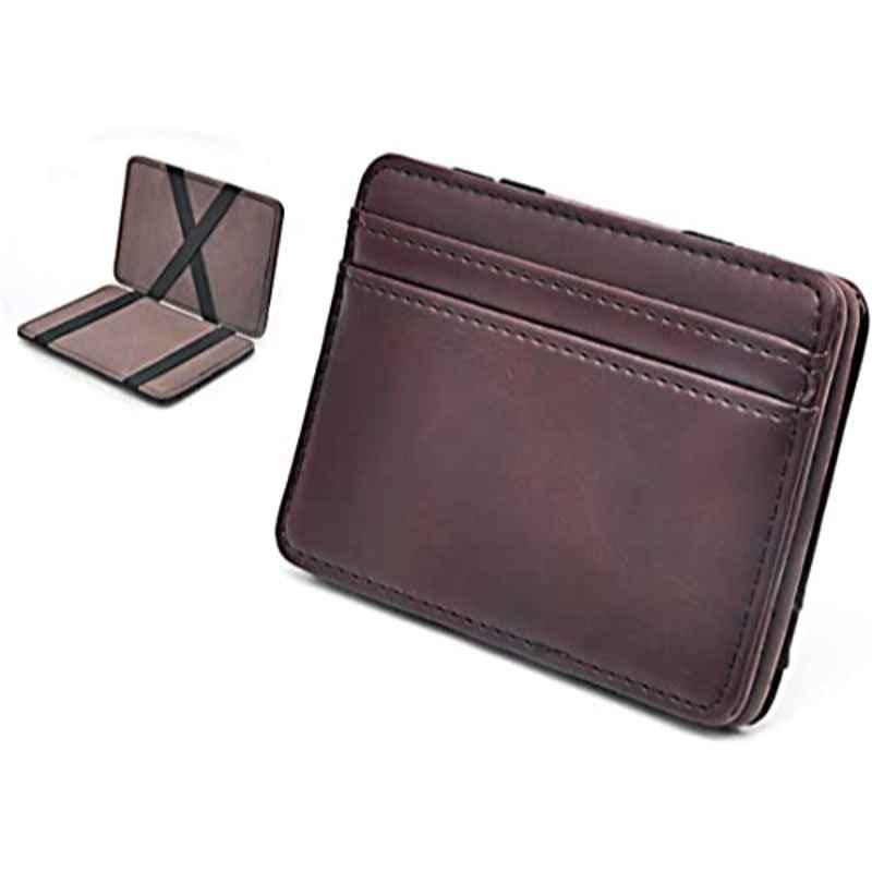 Rubik Leather Coffee Money Clip & Cards Holder Wallet