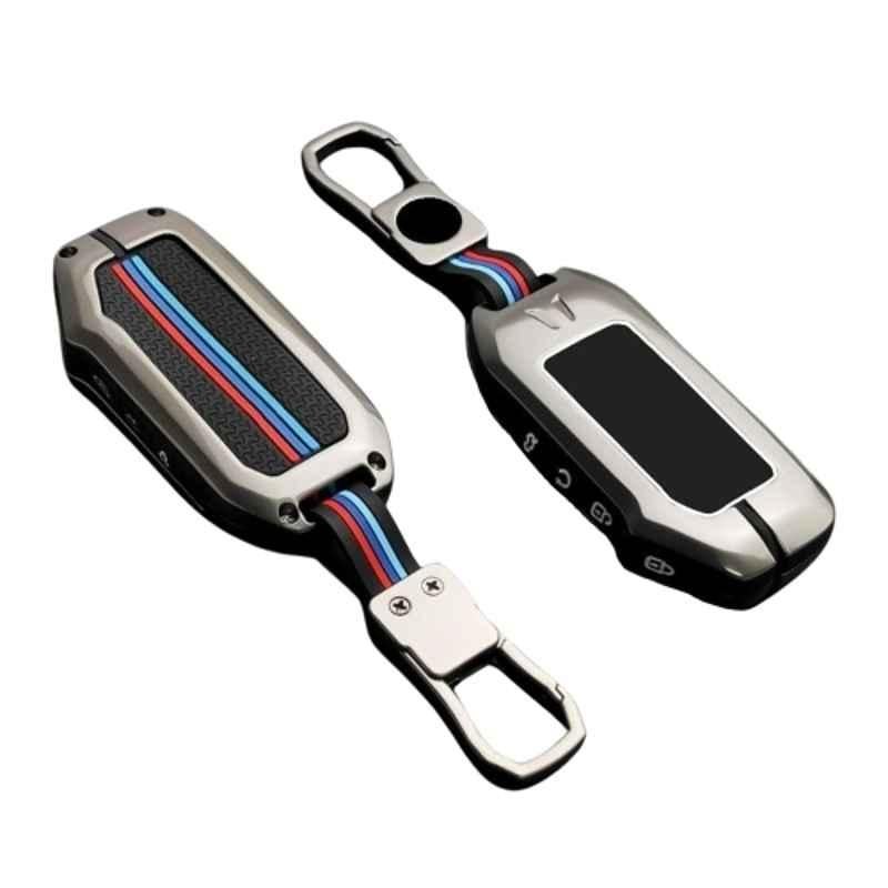 Kingsway Gunmetal Grey 4 Buttons Car Key Cover with Keychain for All Kia Cars