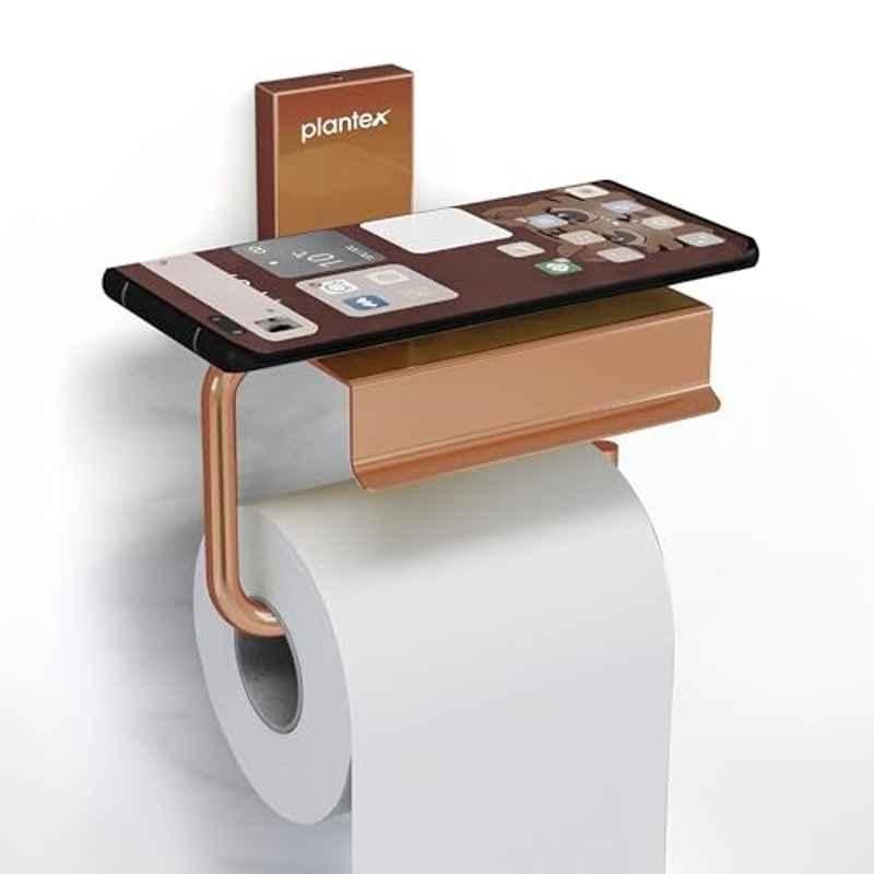 Plantex Crystal 304 Grade Stainless Steel PVD Rose Gold Stylish and Durable Toilet Paper Stand/Bathroom Tissue Paper Holder with Mobile Stand/Bathroom Accessories
