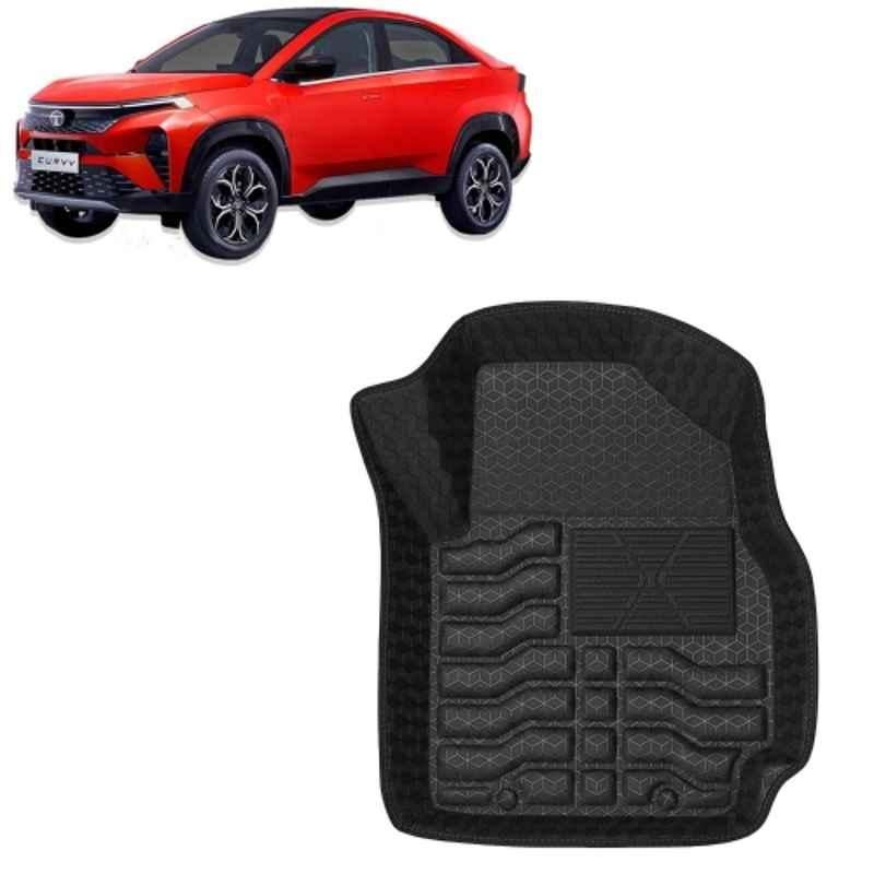 Kingsway 3 Pcs Premium 4.5D 100% Waterproof Tray Shape PVC Black Car Floor Mat Set for Tata Curvv Manual 2024 Onwards All Model