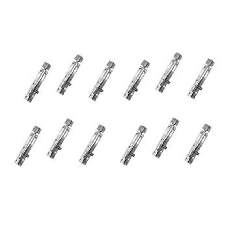 Smart Shophar 8 inch Stainless Steel Silver Premium Tower Bolt, SHA40TW-Prem-SL08-P12 (Pack of 12)