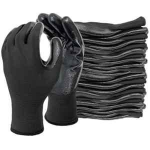 Swavind Nylon Black Nitrile Coated Hand Safety Gloves, Size: Free (Pack of 75)