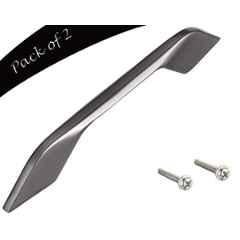 Aquieen 96mm Malleable Satin Black Wardrobe Cabinet Pull Handle, KL-704-160 (Pack of 2)