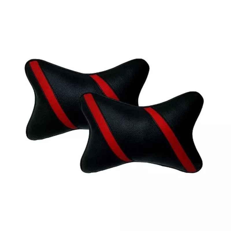 Lowrence Universal Red & Black Foam 4 Wheeler Butterfly All Cars Car Neck Rest Pillow Cushion (Pack of 2)