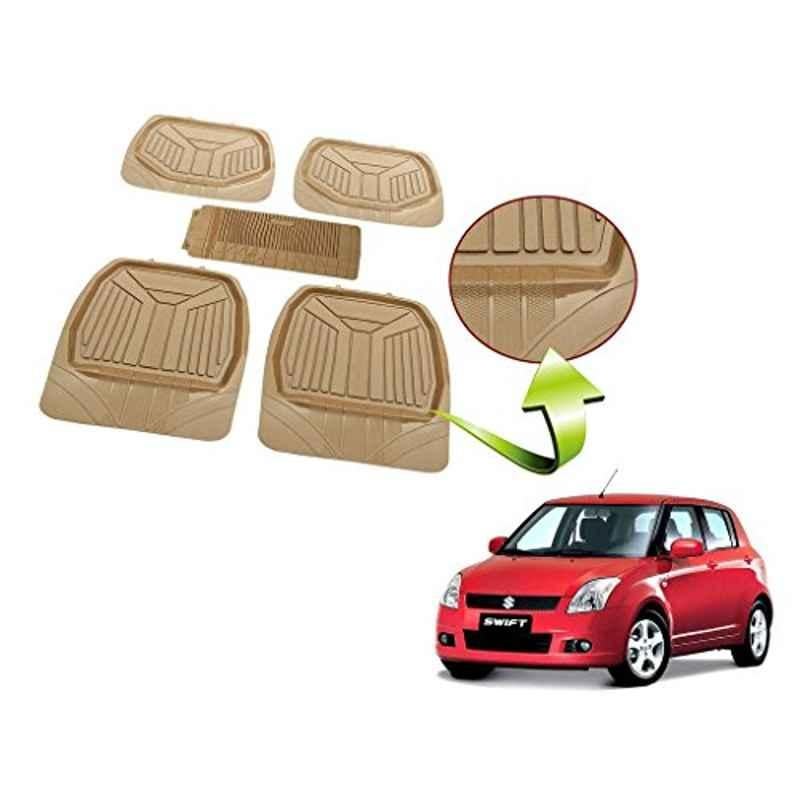 Kozdiko 5 Pcs Rubber Beige 3G Rubber Mat Set for Maruti S Cross