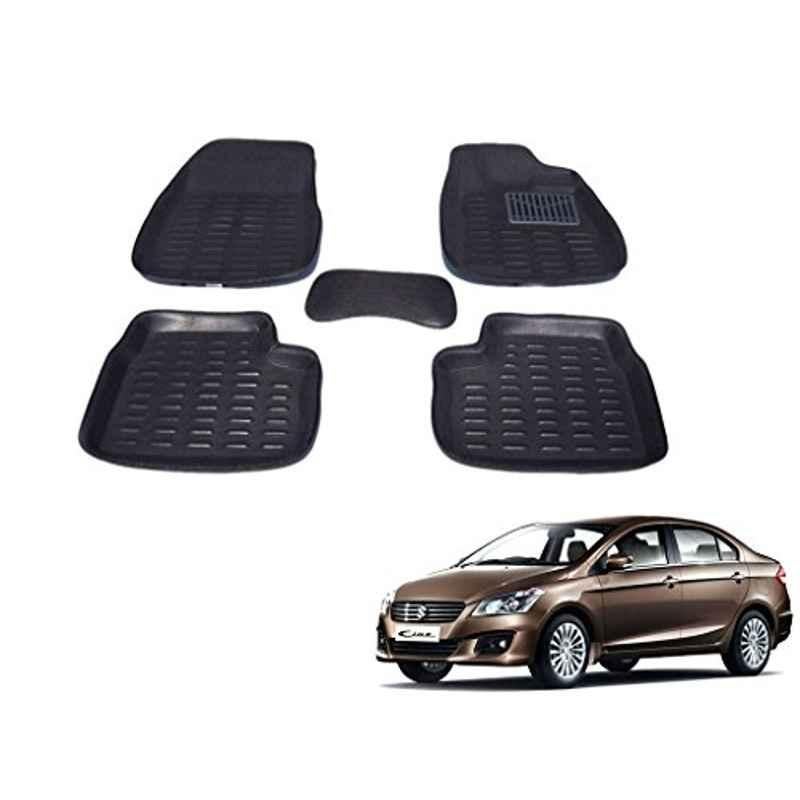 Kozdiko 5 Pcs 3D Black Car Foot Mat Set for Maruti Suzuki Ciaz, koz_18517