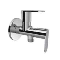 RN 1/2 inch Brass Ingot Nickel & Chrome Plated Touch 2 Way Angle Cock with Wall Flange