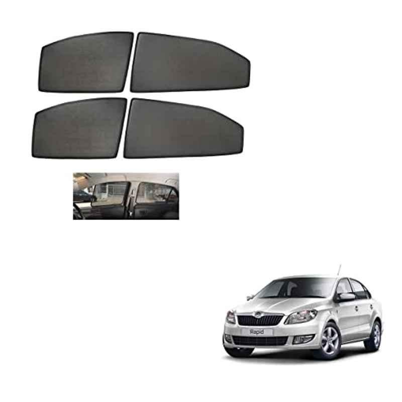 Kozdiko 4 Pcs Mesh Black Non-Magnetic Car Sun Shade Set for Skoda Rapid