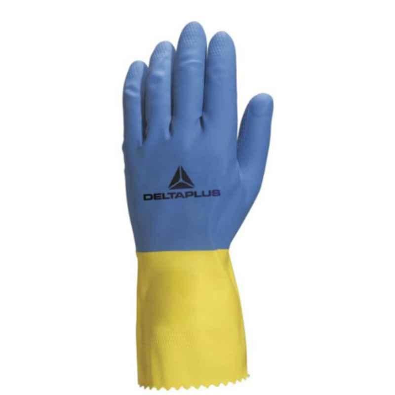 Deltaplus VE 330 Latex Yellow & Orange Safety Gloves, Size: 6/7