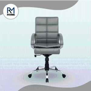 RM HOME Mary PU Leather Medium Back Grey Executive Chair