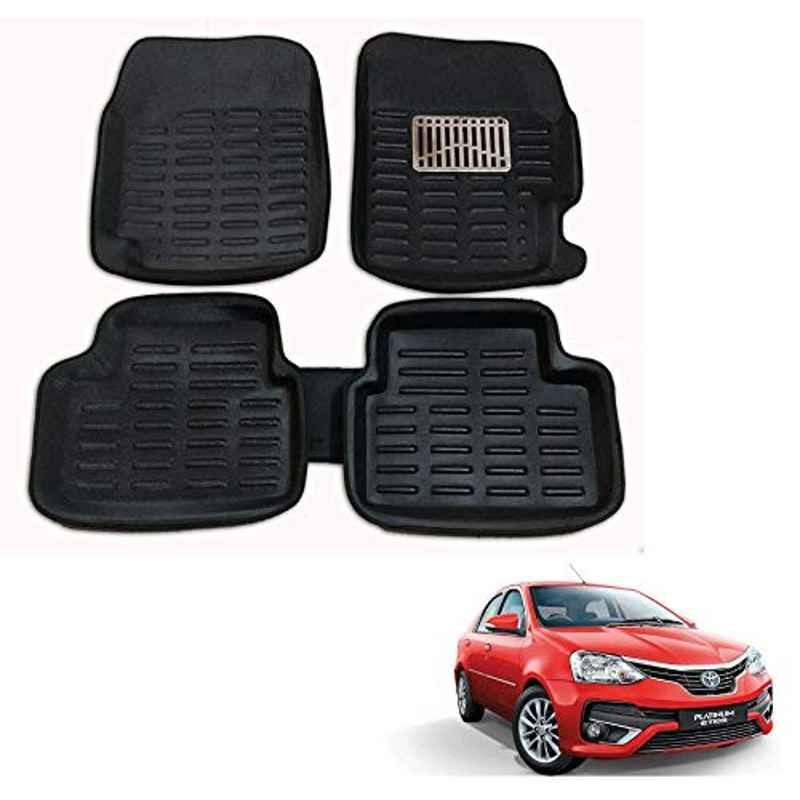Kozdiko 3D Black Car Foot Mat Set for Toyota Etios Platinum 2017-Present, koz_88349