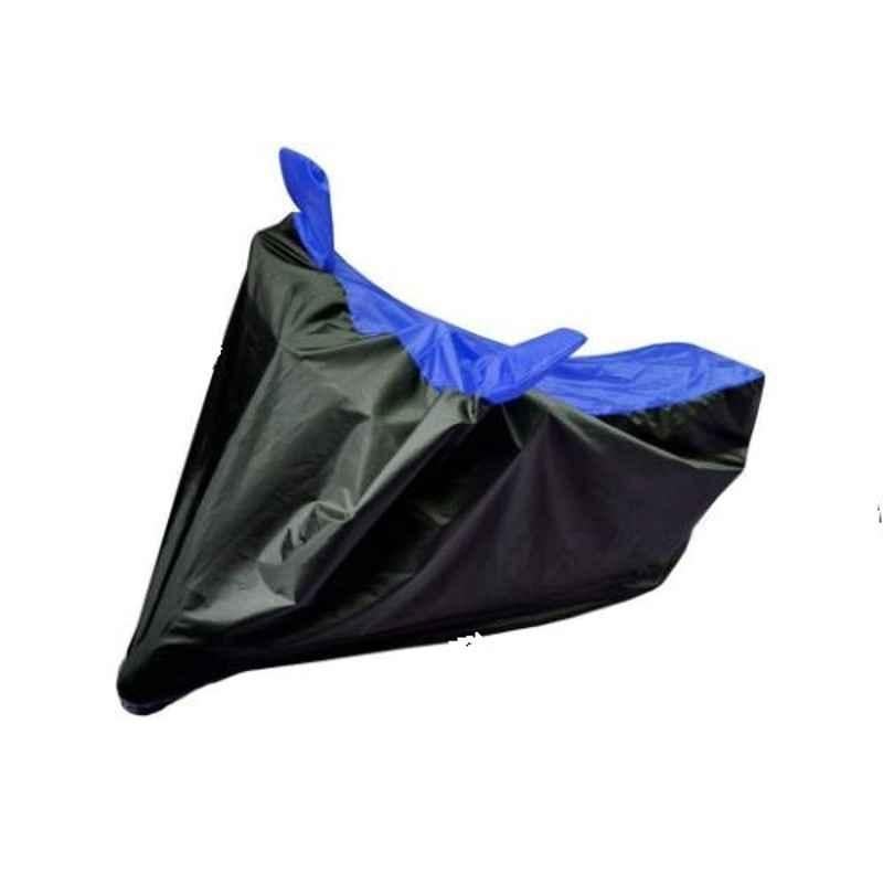 Riderscart Polyester Black & Blue Waterproof Two Wheeler Body Cover with Storage Bag for Hero Passion Pro Drum.