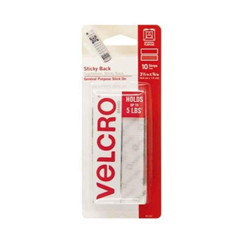Velcro White Sticky Back Hook & Loop Fasteners, 90162 (Pack of 10)