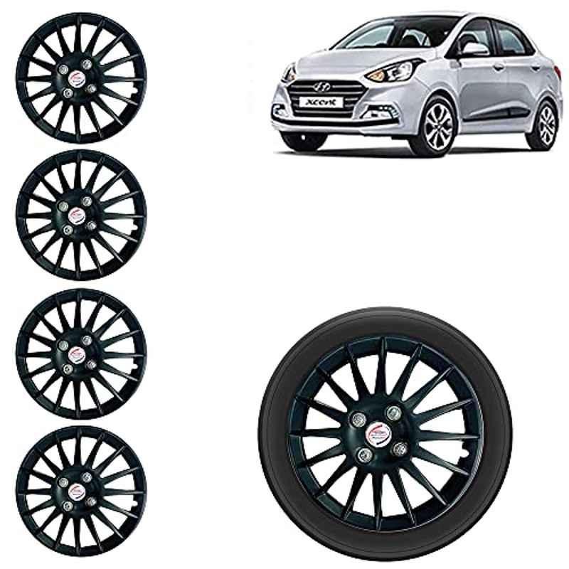 Auto Pearl 4 Pcs 14 inch ABS Black Premium Car Wheel Cover Set for Hyundai Xcent2018