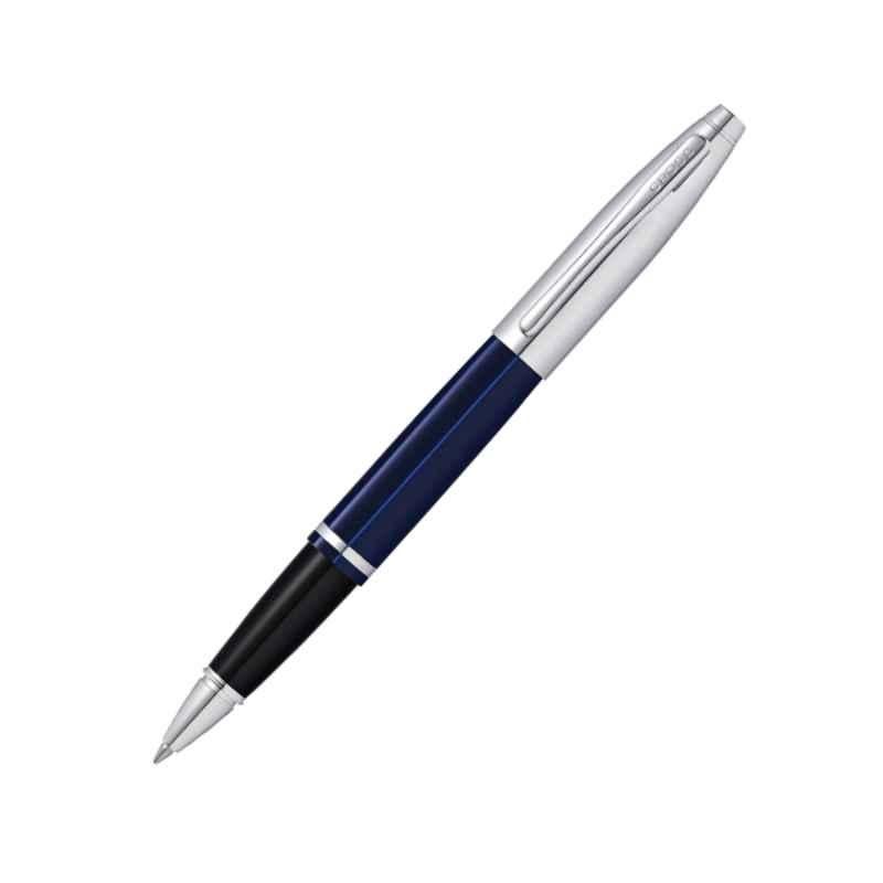 Cross Calais Black Ink Chrome & Blue Lacquer Finish Selectip Roller Ball Pen with 1 Pc Black Gel Ink Refill Set, AT0115-3