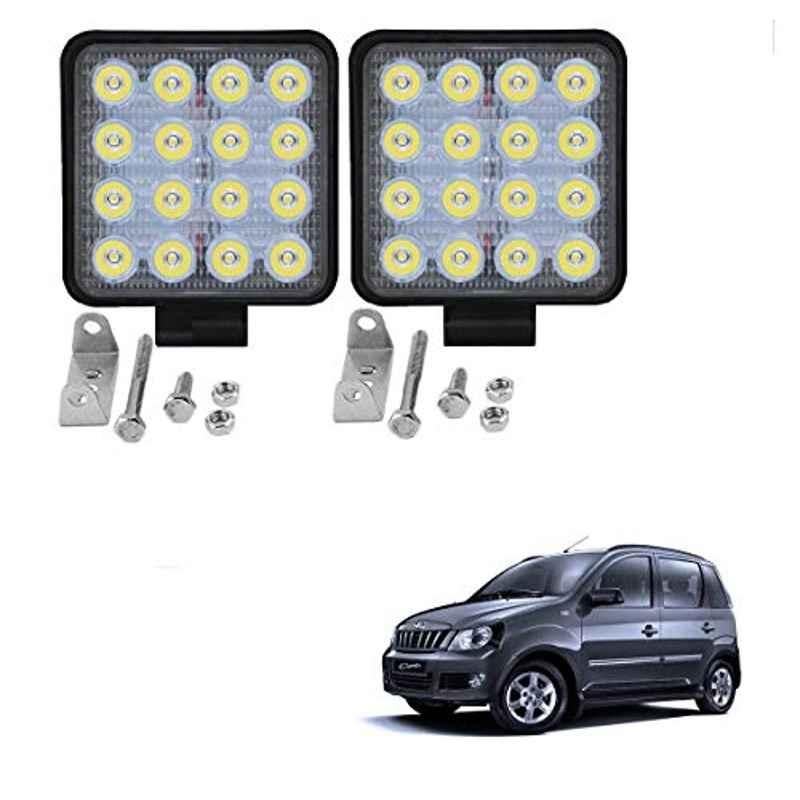 Kozdiko 2 Pcs 48W 16 LED White Bright Beam Square Fog Light Set for Mahindra Quanto, koz_92651