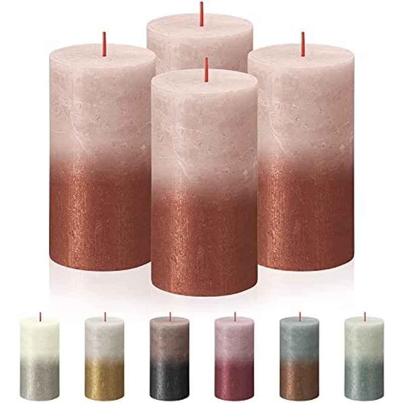 Bolsius Rustic Sunset Wax Misty Pink & Amber Pillar Candle, 210304, Size: Medium