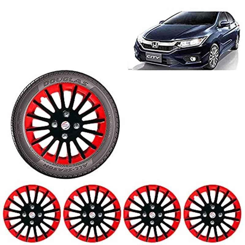Auto Pearl 4 Pcs 15 inch ABS Red & Black Car Wheel Cover Set for Honda City 2017