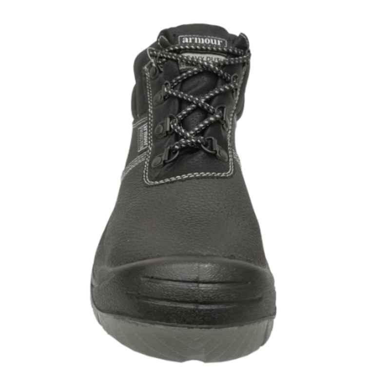 Armour Production Leather Steel Toe Black Safety Shoes, LY 21, Size: 44