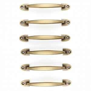Mix & Match Classic 6 inch Cast Iron Brass Antique Finish Pull Handle for Wardrobe, Cupboard & Window (Pack of 6)