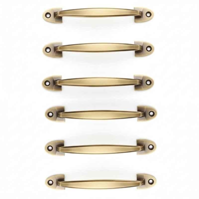Mix & Match Classic 6 inch Cast Iron Brass Antique Finish Pull Handle for Wardrobe, Cupboard & Window (Pack of 6)