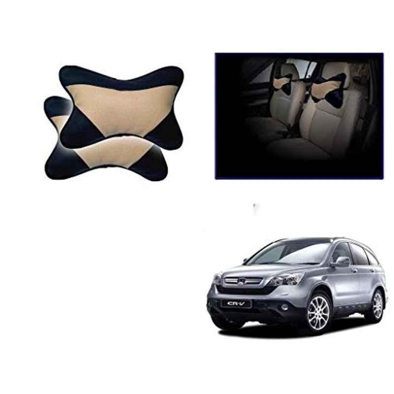 Kozdiko 2 Pcs Memory Foam Beige & Black Car Neck Rest Cushion Pillow Set for Honda CR-V