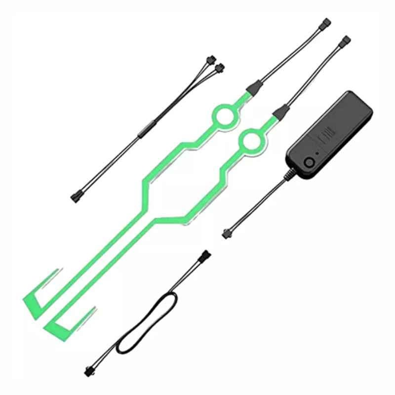 Biroller BRHNL1G LED Helmet, Light Strip with 3 Modes Flashing Sticker with Push Switch Button, Green