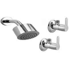 Senkiddpro Marc 2 Pcs Stainless Steel Chrome Finish Wall Mounted Angle Cock & Round Overhead Shower Combo
