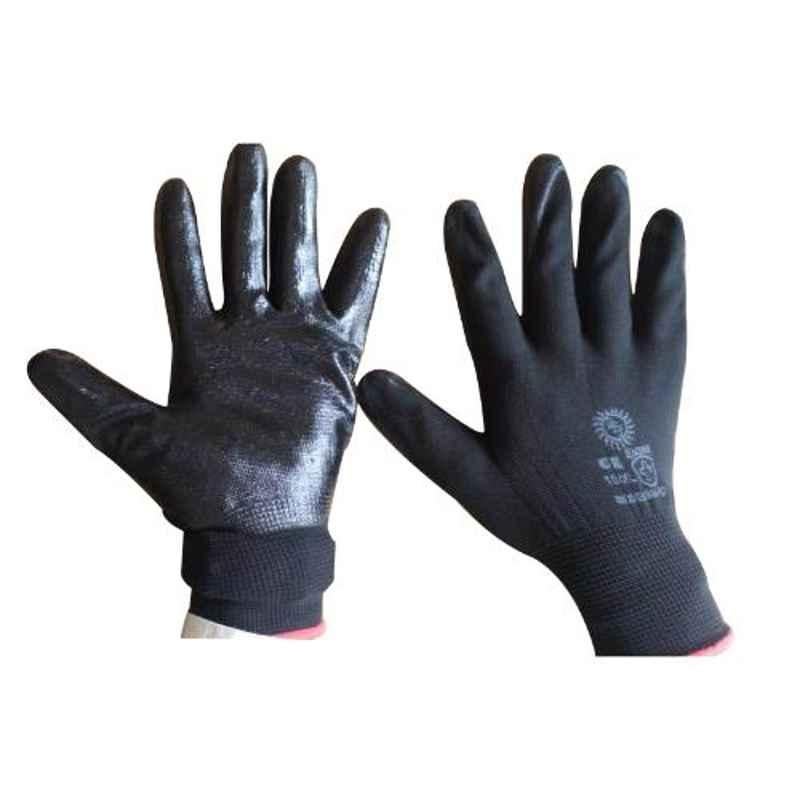 Siddhivinayak 12 inch Black PVC Coated Anticut Safety Gloves (Pack of 60)