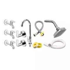 Fastgear Stainless Steel Silver Chrome Finish Bathroom Faucet Set, FG942