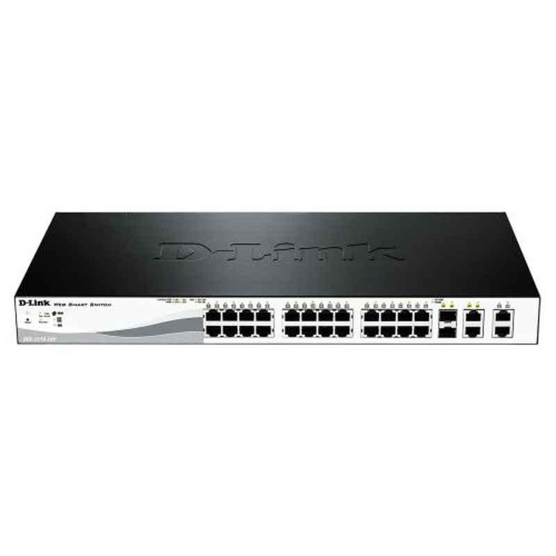 D-Link 24-Ports PoE Fast Ethernet Websmart Switch with 2 Gigabit Base-T SPF Combo, DES-1210-28P