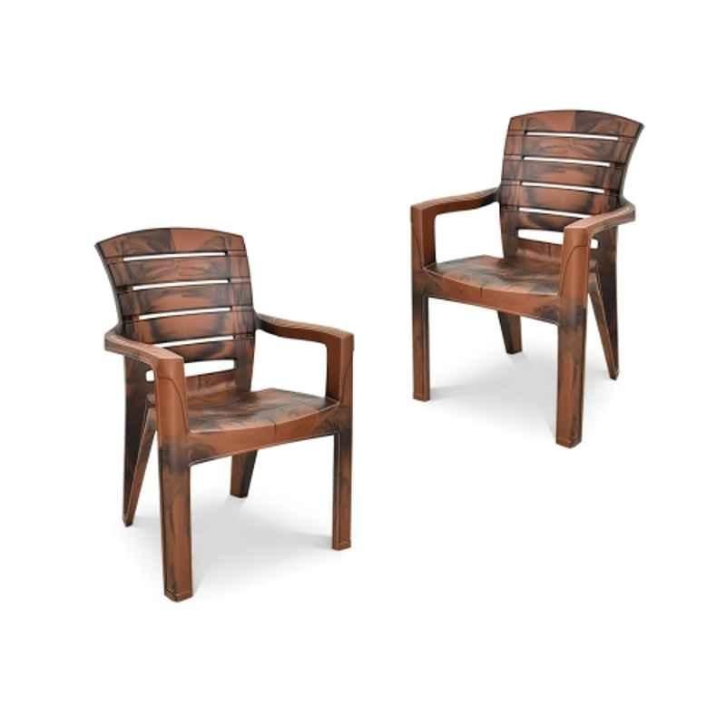 Maharaja Singham101 580x620x880mm Plastic Teakwood Heavy Duty Armrest Chair (Pack of 2)