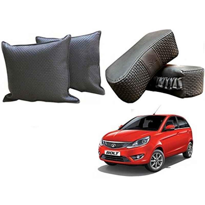 Kozdiko One Pair Grey Neck Rest & One Pair Cushion Combo for Tata Bolt