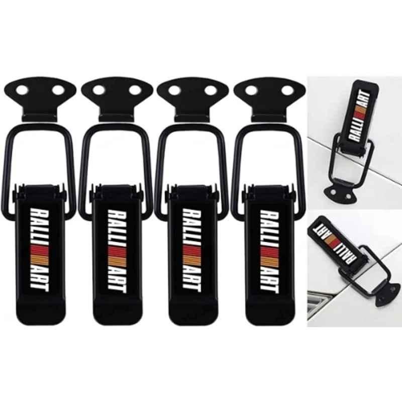 CARIZO 4 Pcs Ralli Art Metal Black Quick Release Car Bumper Hook Clip Set