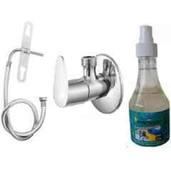 Senkiddpro Fusion Stainless Steel Chrome Finish Wall Mounted Angle Cock with Jet Spray & Shiner Combo