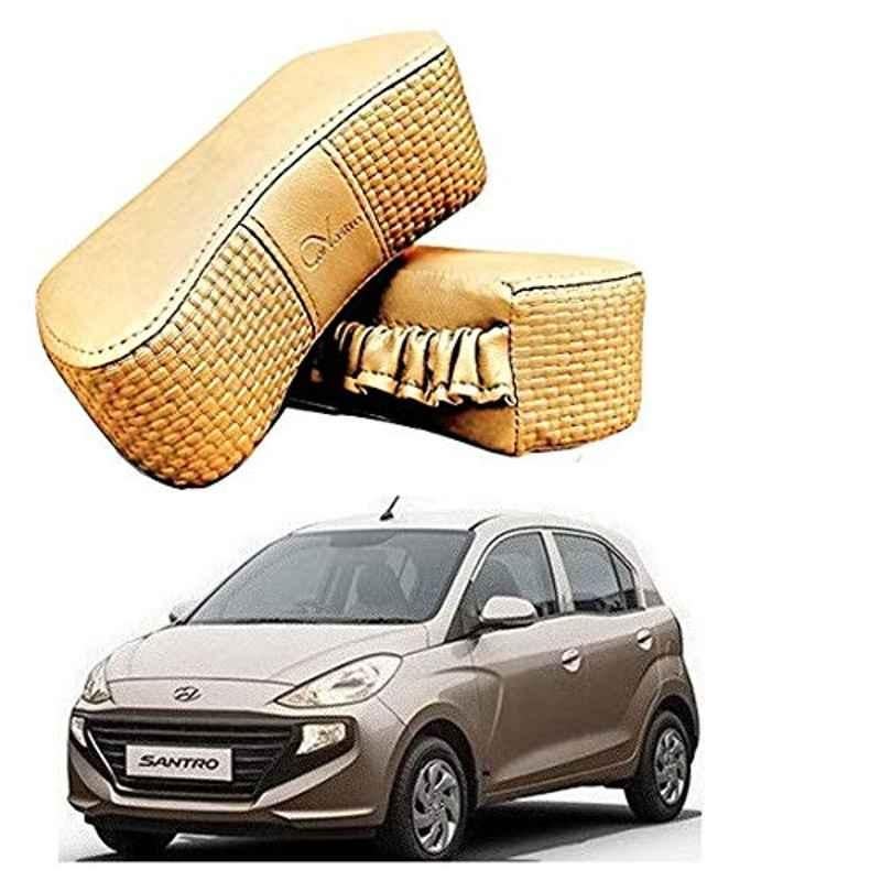 Kozdiko 2 Pcs Memory Foam Beige Luxurious Neck Rest Set for Hyundai Santro 2018, koz_38516