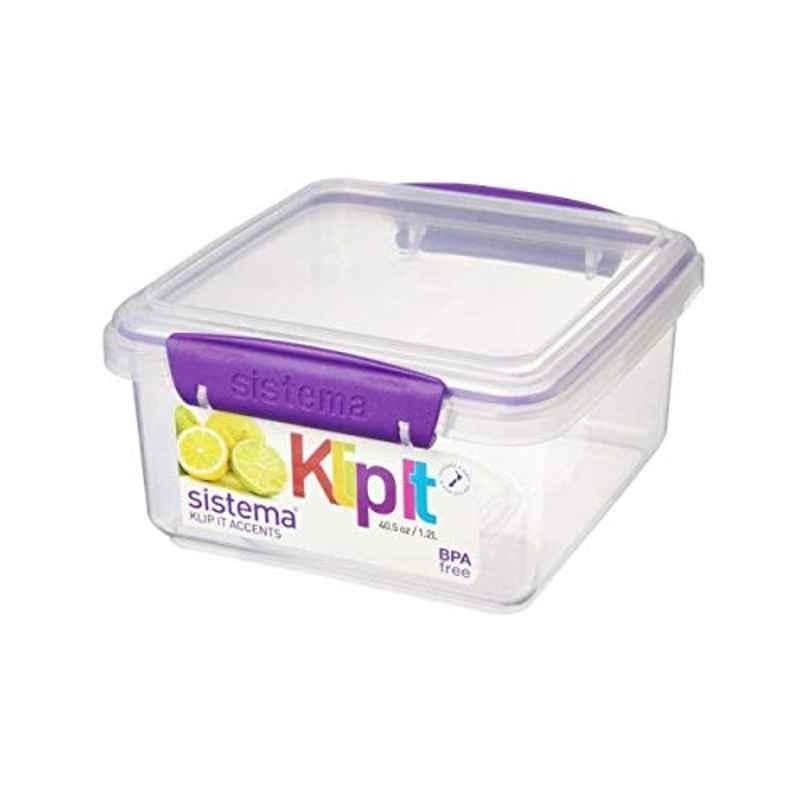 Sistema 1.2L Plastic Purple Accents Clip Lunch Box