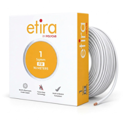 Polycab Etira 1 Sqmm 90m White Single Core FR Multistrand PVC Copper Insulated Unsheathed Industrial Cable