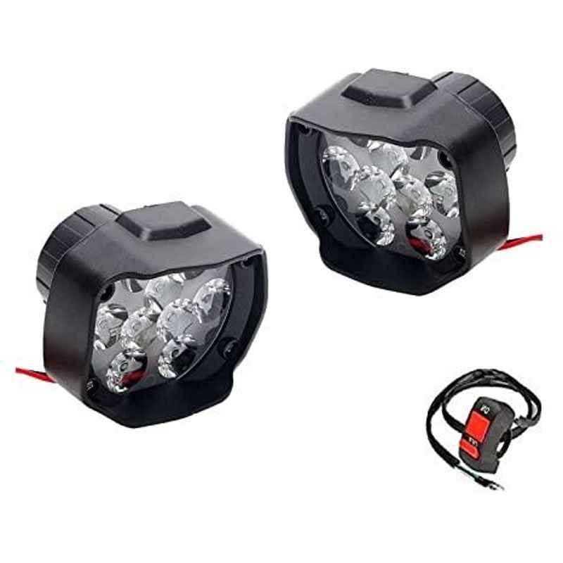AOW LED Fog Light White Spot Beam Driving Lamp (18W Pack of 2) with Switch for Hero Super Splendor