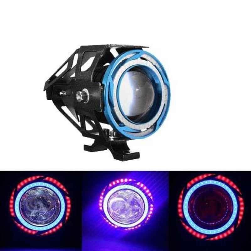 AllExtreme EXU11B1 15W 3000lm U11 Red & Blue Angel Eyes Additional Projector LED Headlight Fog Lamp with Dual Ring