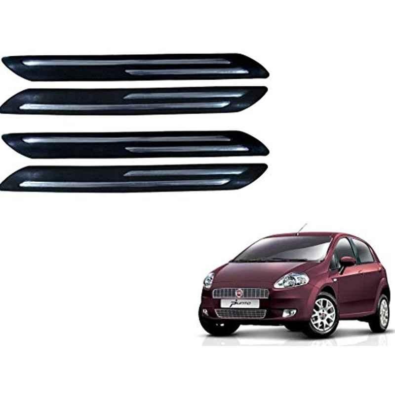 Kozdiko 4 Pcs PVC Black Double Chrome Finish Car Bumper Protector Set for Fiat Punto