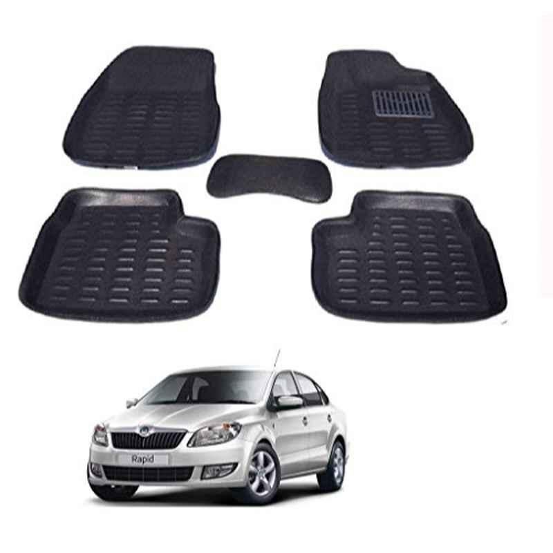Kozdiko Thermoplastic Elastomer Black 3D Car Floor Mat Set for Skoda Rapid, Koz-67985