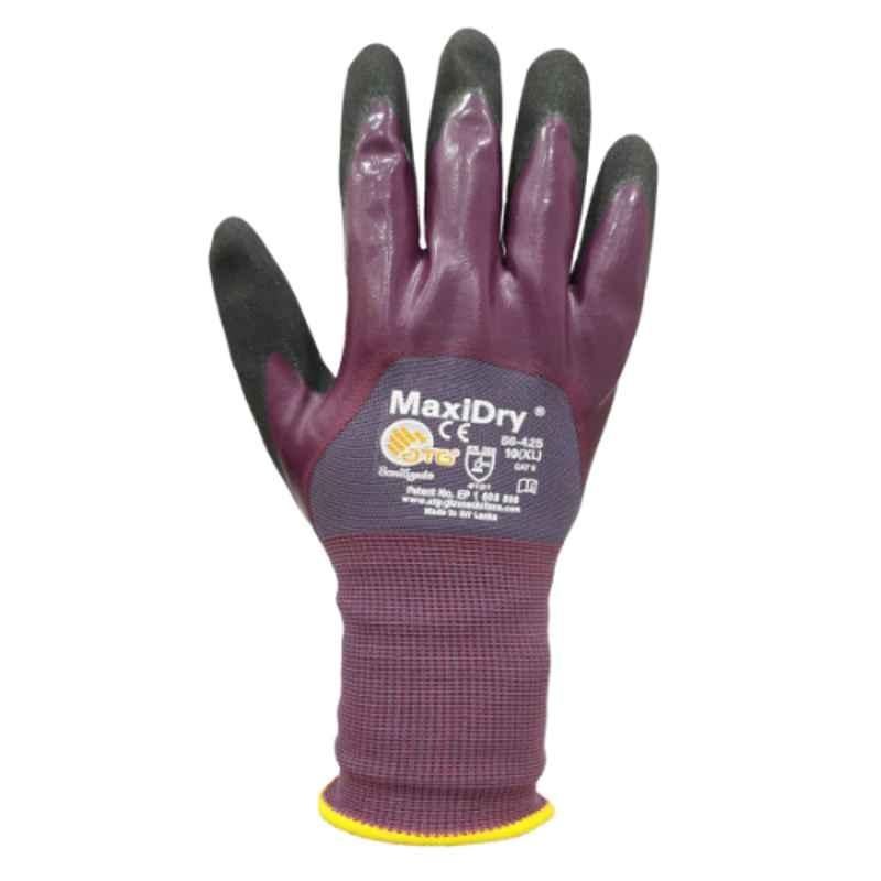 ATG Maxi Dry 3/4 Dipped Foam Nitrile Coated Purple & Black Safety Gloves, 56-425, Size: XL