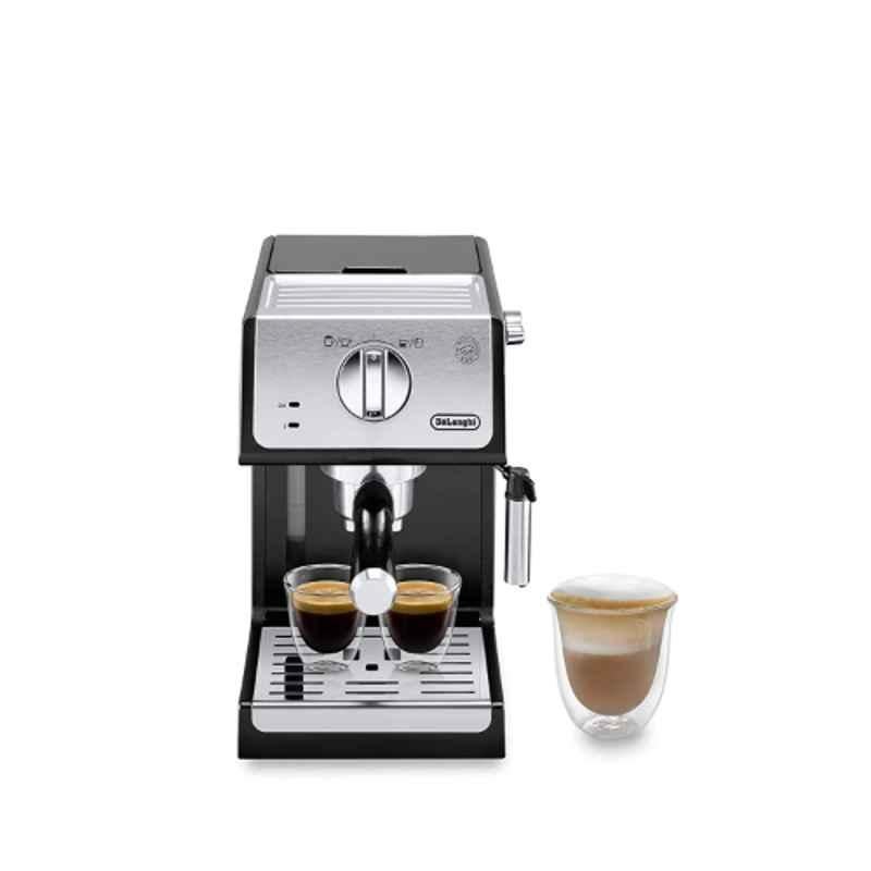 Delonghi 1100W Metallic Pump Coffee Machine, ECP33.21