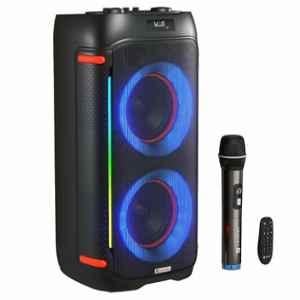 Portronics Iron Beats IV 250W Black Party Speaker with Wireless Karaoke Mic & Dual 6 inch Subwoofer, POR 2344