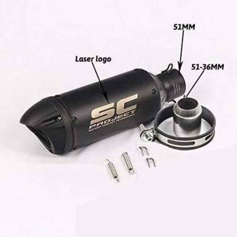 RA Accessories Black SC Project Mini2 Silencer Exhaust for TVS Flame 125