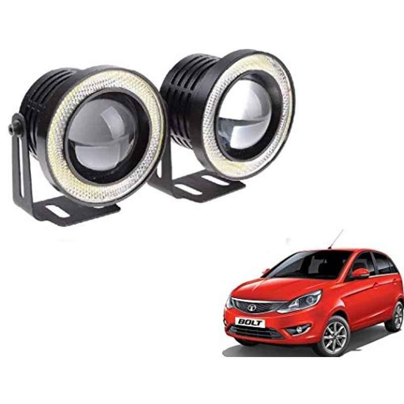 Kozdiko 2 Pcs 15W 3.5 inch High Power White LED Projector COB Fog Light Set with White Angel Eye Ring for Tata Bolt, koz_72515