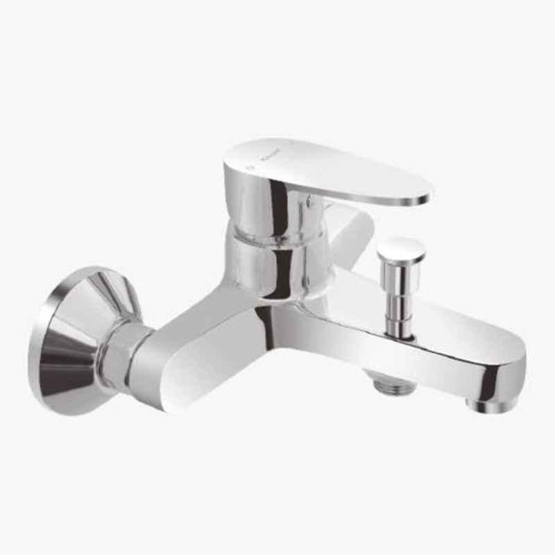 Kerovit Hydrus Silver Chrome Finish Single Lever Wall Mounted Exposed Bath & Shower Mixer with Hand Shower Arrangement, KB411044