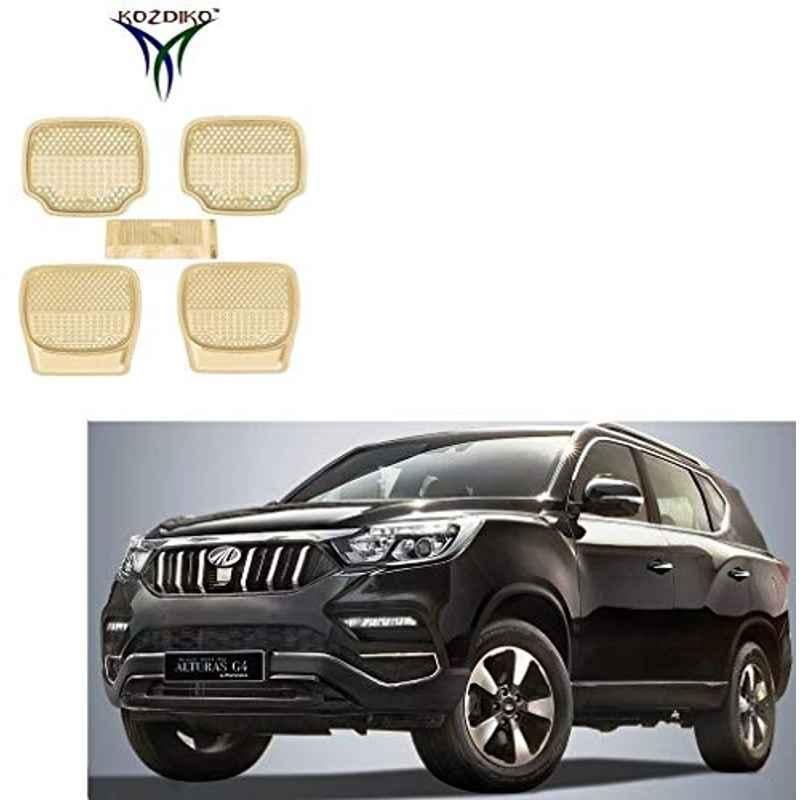 Kozdiko 5 Pcs 8855TW Beige Car Foot Mat Set for Mahindra Alturas G4, koz_35504