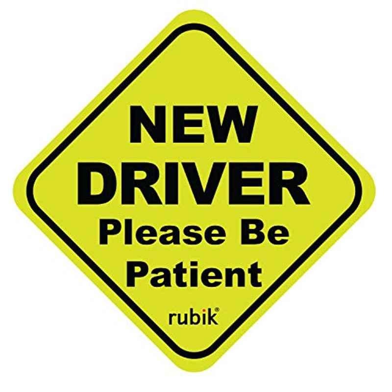 Rubik 15x15x0.03cm Yellow Magnetic New Driver Please Be Patient Car Sign, NDM-02